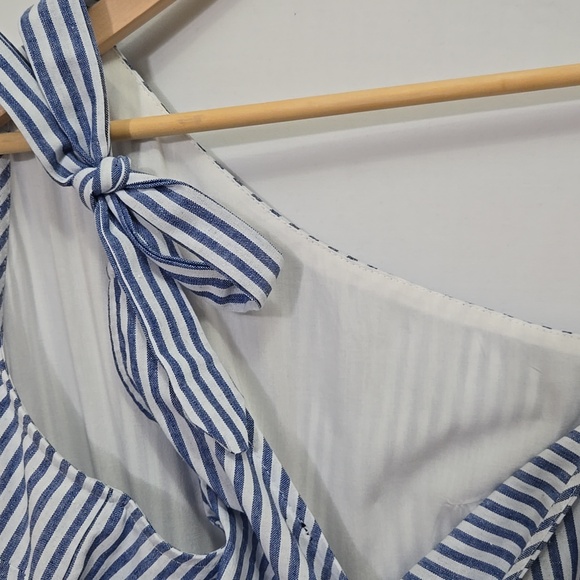 Lulu's Gleeful Getaway Nautical Striped Linen One Shoulder Midi Dress Size S - Picture 11 of 16